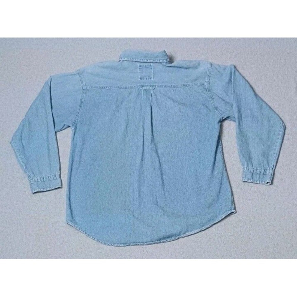 Vintage Andrews Blues Embroidered Button Up Denim Jean Shirt Womens Medium Teddy - Picture 14 of 16